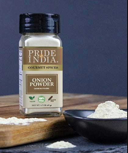 Pride of India – Onion Fine Ground – Gourmet Spice for Cooking – Pantry Essential – Adds Flavor to Sauces/Dips/Rubs/Marinades – Easy to Use – 1.7 oz. Small Dual Sifter Jar