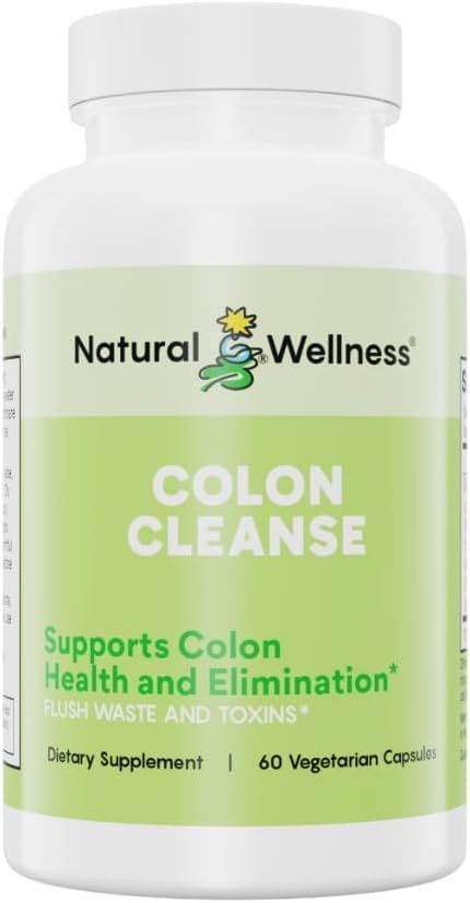 Natural Wellness Colon Cleanse – Gentle Detox with 7 Plant-Based Herbs – Supports Digestion & Regularity – Gluten Free, Vegetarian Capsules – 60 Count