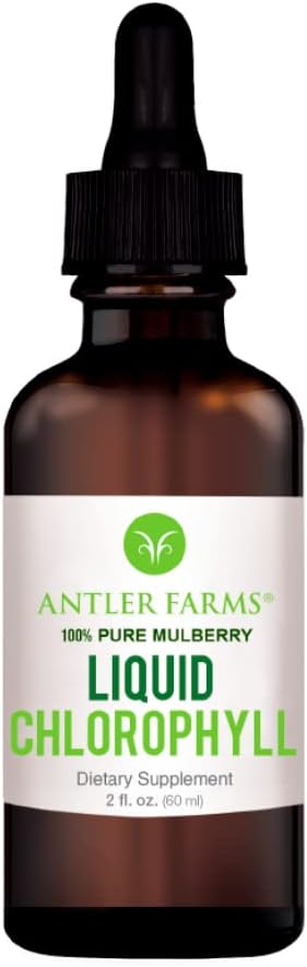 Antler Farms – 100% Natural 12,000 mg Liquid Chlorophyll Drops, Concentrated Extract 2-8X Stronger, 60 Servings, 2 oz - Immune Support, Energy Booster, Detox, Fresh Mint Flavor