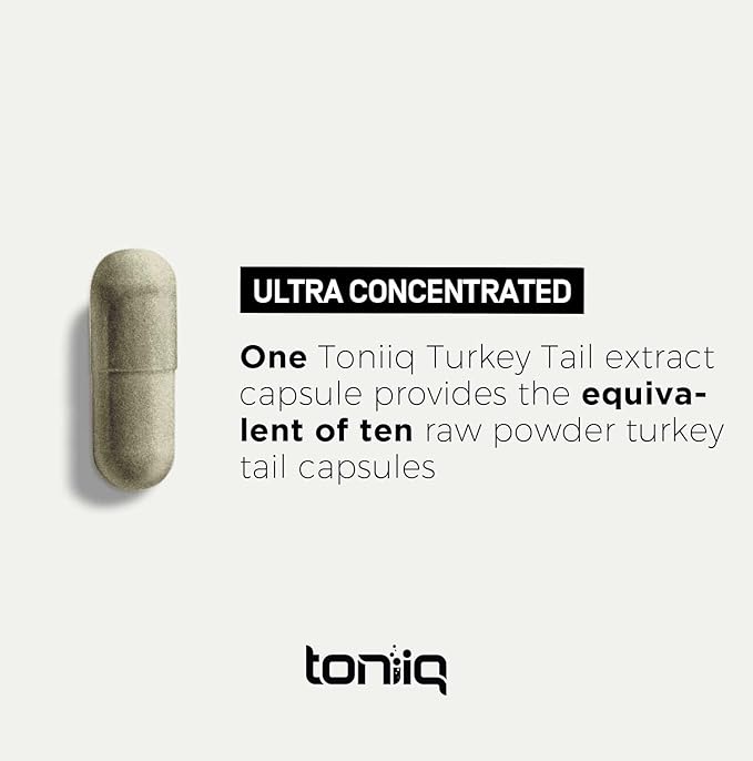 Turkey Tail Mushroom Capsules - Ultra High Potency 10:1 Extract with 30% Beta Glucans - Highly Concentrated - Third-Party Lab Tested - 120 Capsules