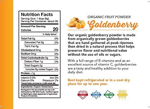 Organic Goldenberry Powder - Northwest Wild Foods - Sweet Antioxidant Healthy Pure Dried Fruit Natural Hand Harvested - in Smoothies, Oatmeal, Dessert (1 Pound)
