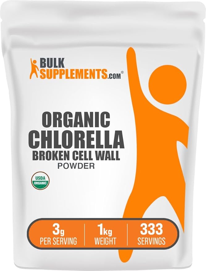 BulkSupplements.com Organic Chlorella Powder - Broken Cell Wall, Green Superfood Powder, Chlorella Supplement - Gluten Free, 3g per Serving, 1kg (2.2 lbs) (Pack of 1)