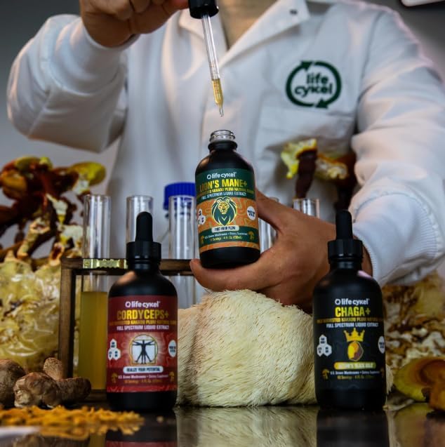 Life Cykel This is It Pack - Chaga, Lions Mane & Cordyceps Mushroom Extract - Full-Spectrum Mushroom Tincture for Energy, Mental Clarity & Immune Support - Vegan, Non-GMO- 2Fl/Oz Per Bottle