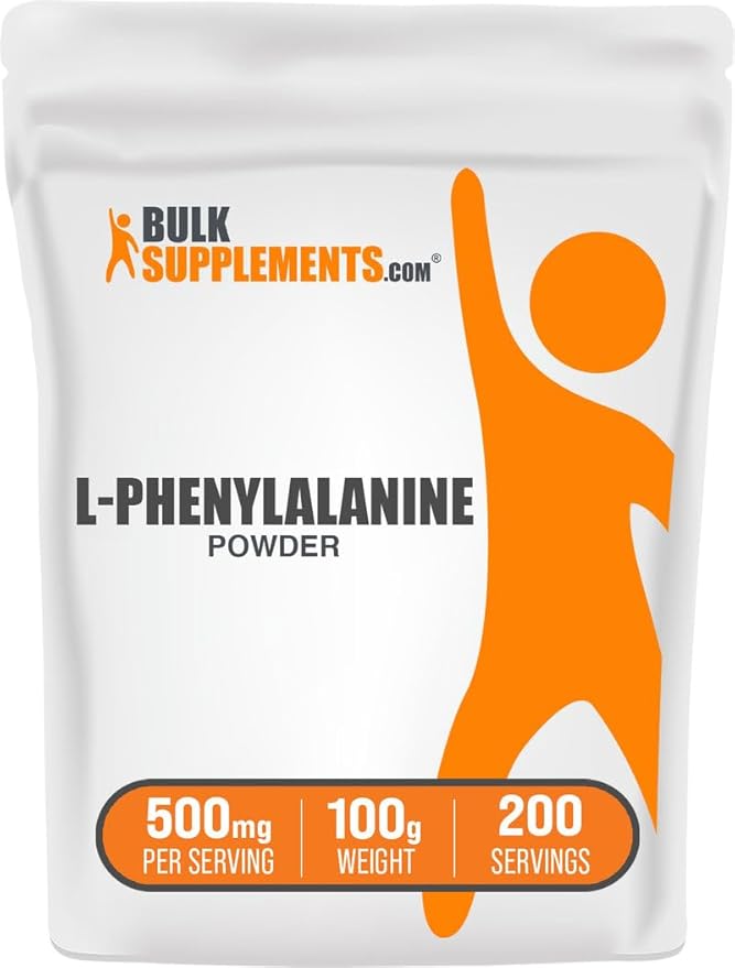 BulkSupplements.com L-Phenylalanine Powder - Phenylalanine Supplement, L-Phenylalanine 500mg - Amino Acids Supplement, Gluten Free, 500mg per Serving, 100g (3.5 oz) (Pack of 1)