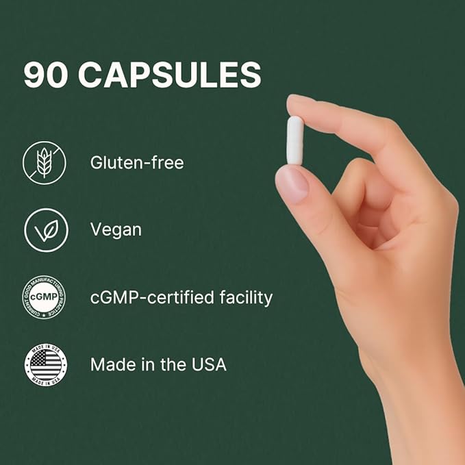 L-Ergothioneine Supplement, 30mg(EGT)/Serving, 6X Ergothioneine Mushroom Extract Supplements Longevity, Immune Support, Heart Health & Brain Supplement, Lab Tested, Made in USA (90 Servings)