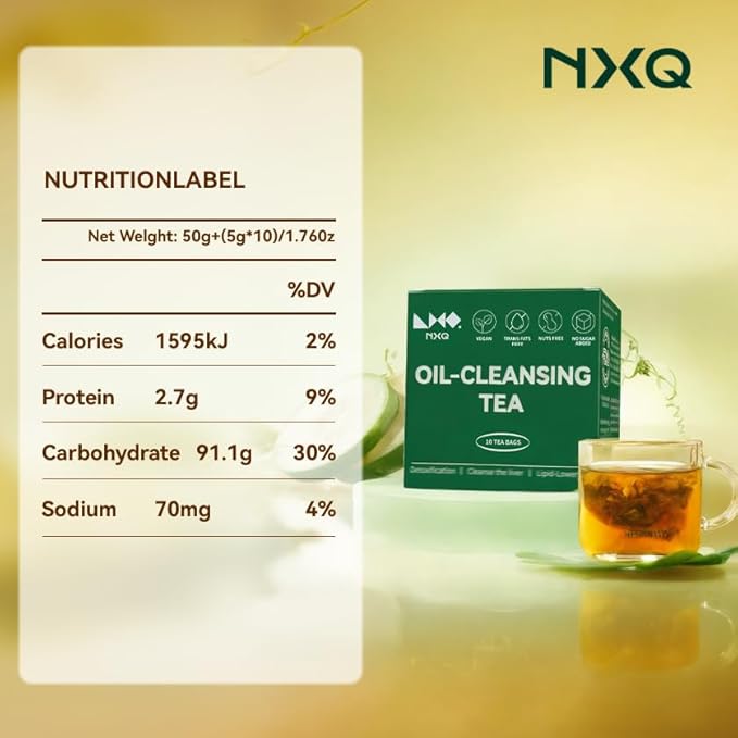 NXQ(10 Bags Oil Cleansing Tea:Oil Reducing Tea-A Blend of Winter Melon, Lotus Leaf, Cassia Seed, Poria-Herbal Tea for Live-9 Herbal with Excellent Formula