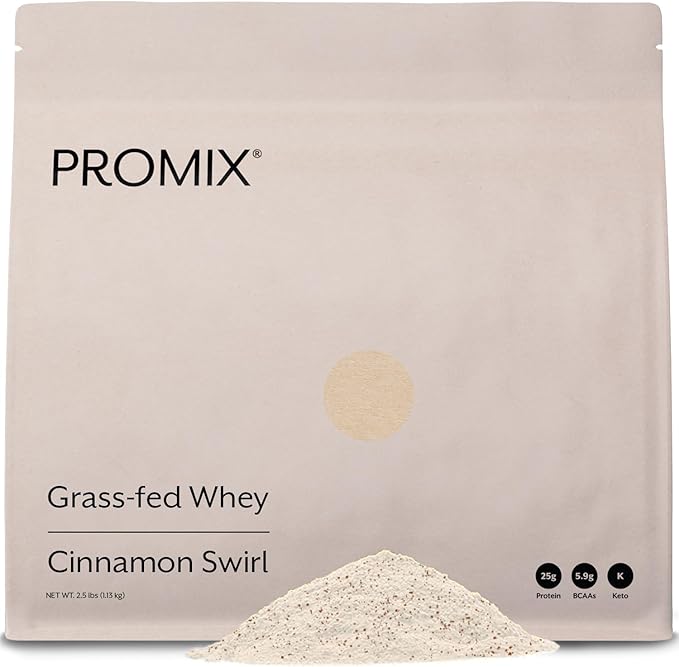 Promix Whey Protein Powder, Cinnamon Swirl - 2.5lb Bulk - Grass-Fed & 100% All Natural - Post Workout Fitness & Nutrition Shakes, Smoothies, Baking & Cooking Recipes - Gluten-Free & Keto-Friendly
