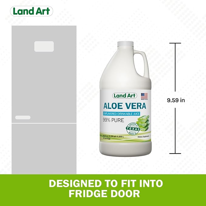 Pure Aloe Vera Juice Unflavored – Cold-Processed - 99.7% Organic Aloe Vera Inner Fillet from Fresh Texas Leaves – Digestive Health, Detox and Natural Wellness – 64 fl oz (Pack of 2)