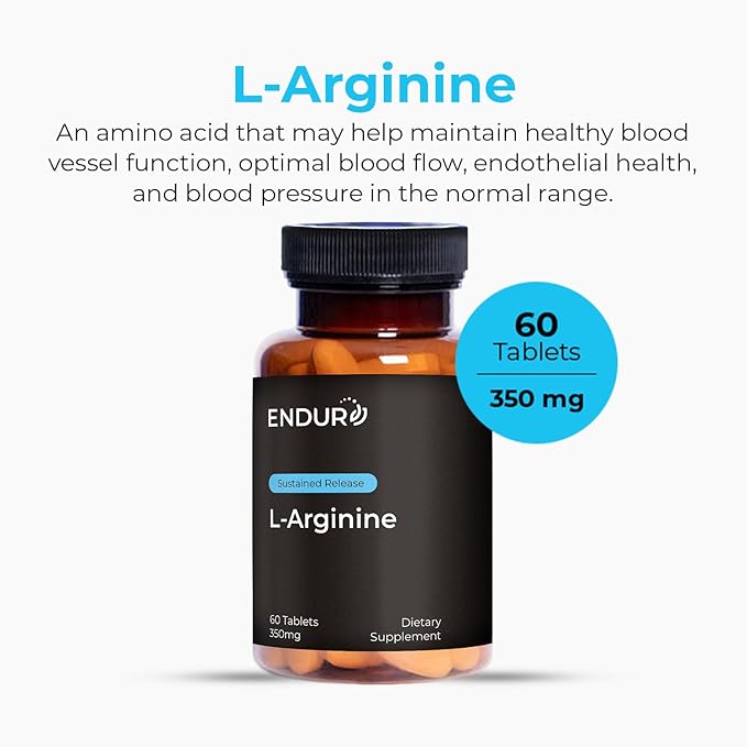 L - Arginine - 350mg Sustained Release Dietary Supplement for Optimal Absorption - Nitric Oxide Precursor* 60 Count