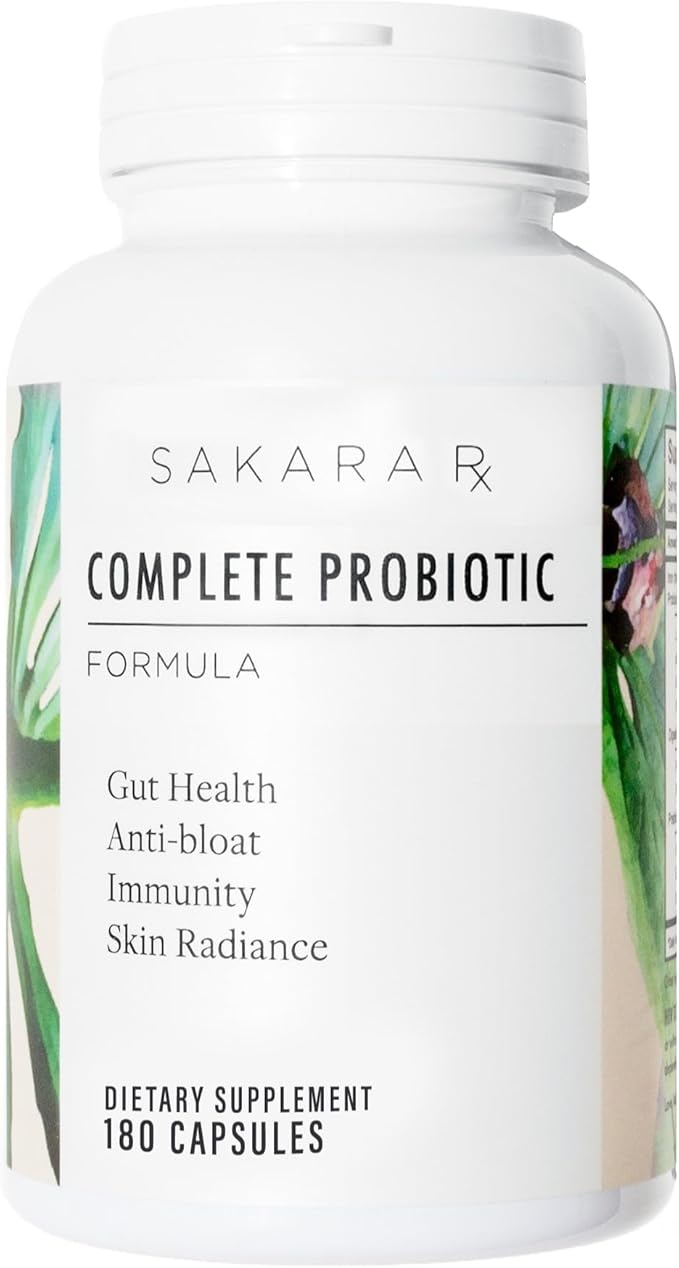 SAKARA Complete Probiotic, 180 Capsules - Probiotics for Women Digestive Health, Gut Health Pre and Probiotics for Women, Prebiotics and Probiotics