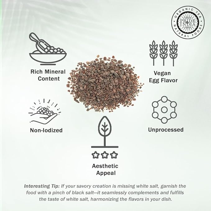 Pride Of India- Himalayan Black Rock Salt, Coarse Grind, (4.4 oz)- Kala Namak, Contains 84+ Minerals, Perfect for Cooking, Tofu Scrambles