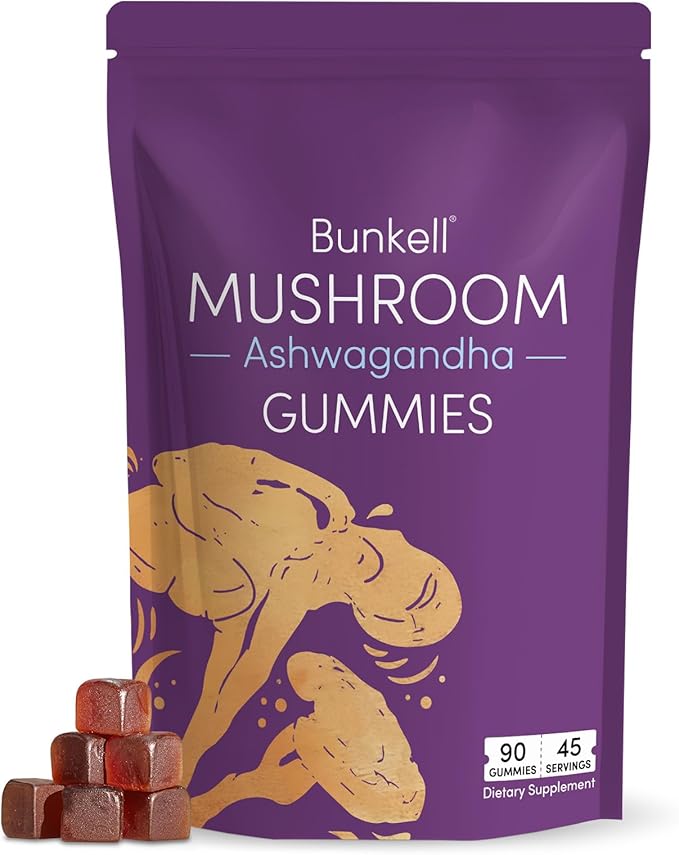 Ashwagandha Mushroom Gummies, Adaptogenic 7 Mushrooms Mix w/ashwagandha - Lion's Mane, Reishi, Chaga & Maitake - Ashwagandha Gummies for Energy, Cognitive & Immune Support, 90 Count