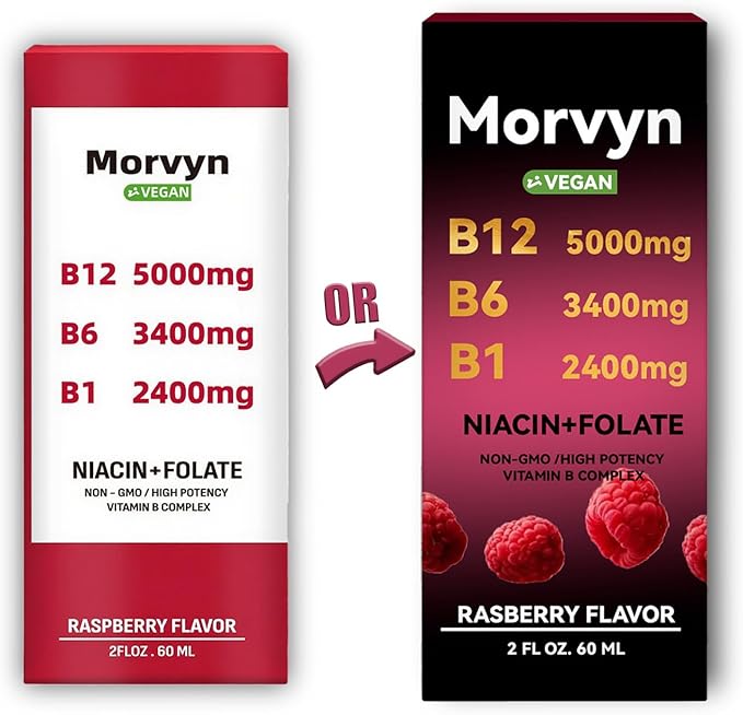 Morvyn Essential Vitamin Liquid Drops | 5-in-1 Vitamin B Complex Liquid Drops | B12 B6 B1-60ml (1pc)