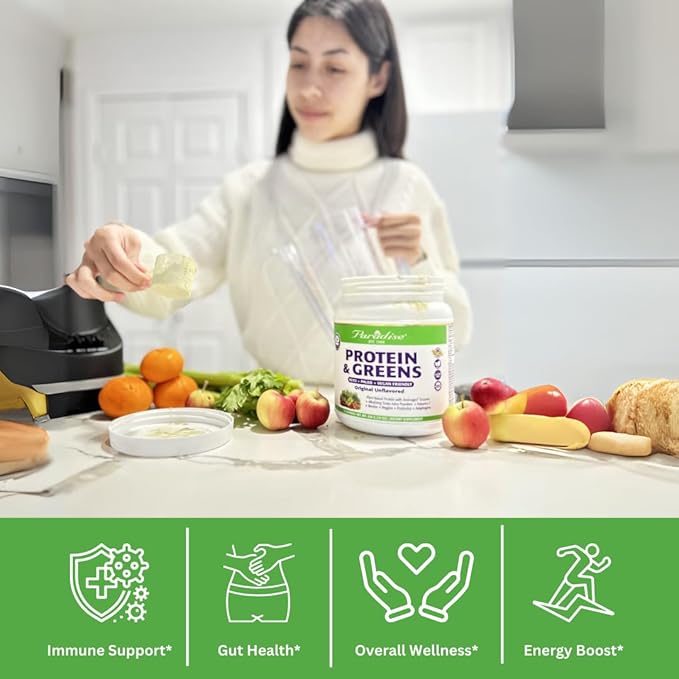 Paradise Herbs ORAC Energy Proteins & Greens Powder, Antioxidant Power of 24 Servings of Fruits & Vegetables in 1 Scoop + 20g Protein, Vanilla, 14 Servings