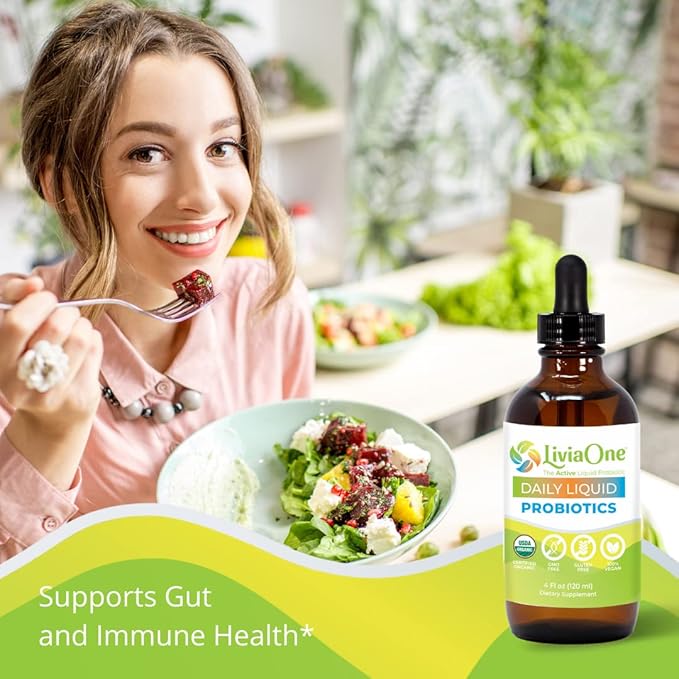 Daily Liquid Probiotics, USDA-Certified Organic Probiotics, Allergen- and Gluten-Free Vegan Probiotic for Women and Men, Non-GMO and Raw, 2 Fl Oz (Pack of 1)