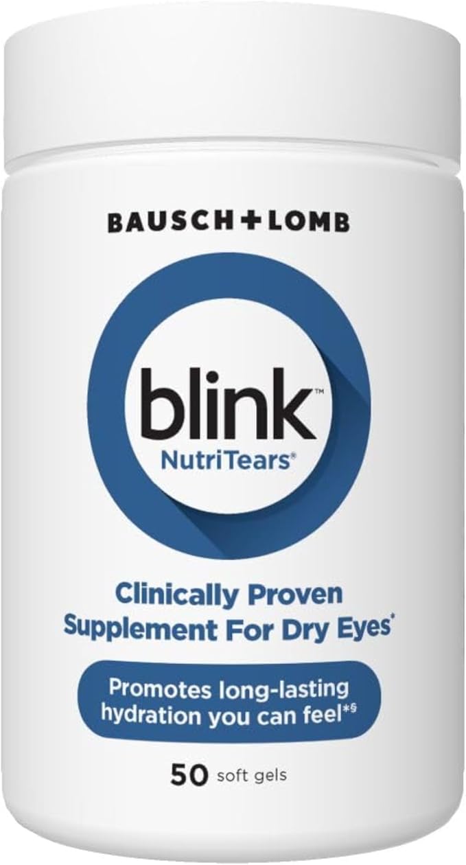 BLINK NutriTears Clinically Proven Supplement for Dry Eyes, 50 Softgels, Eye Care Supplement to Hydrate Eyes from Within for Long Lasting Relief You Can Feel