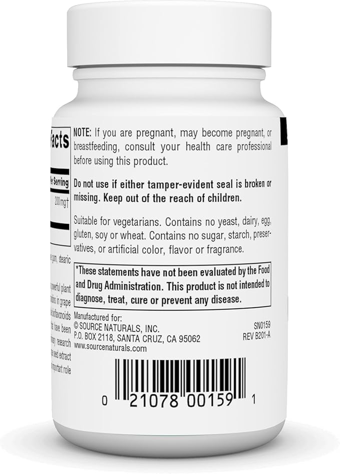 Source Naturals Grape Seed Extract, Proanthodyn, Antioxidant Protection & Supports Healthy Aging Brain* - 200 mg - 90 Tablets