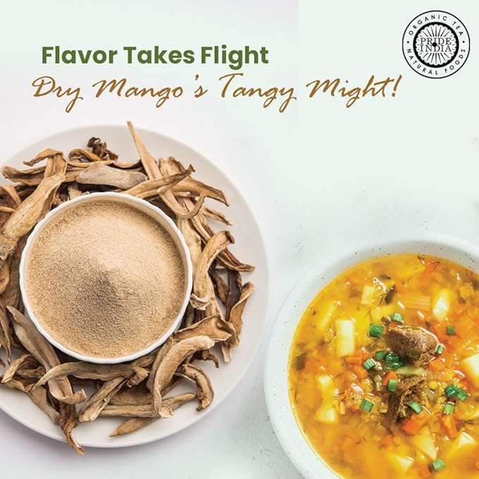 Pride of India | Dry Mango Powder 2.2 oz (62.36 gm) Small Dual Sifter Bottle | Amchur for Flavor and Taste | Gourmet Indian Spice | No Fillers or Artificial Colorants | Easy to Use