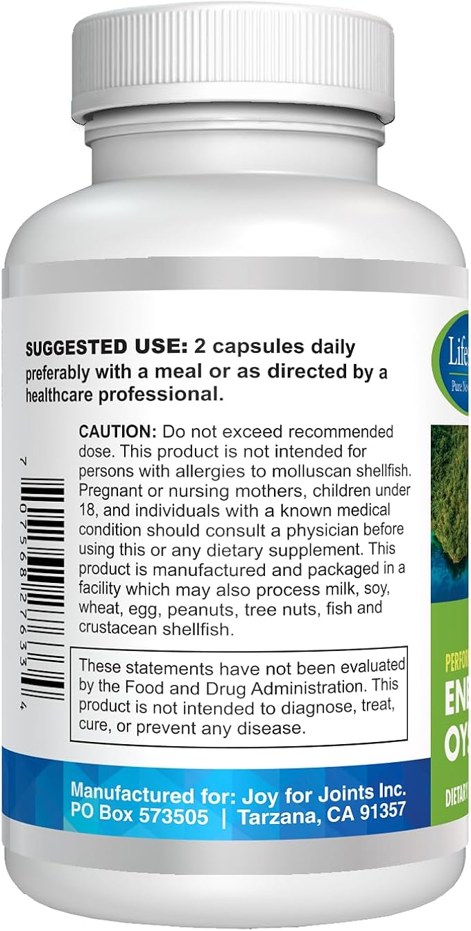 Energize Oyster Extract Supplement for Men & Women - Zinc, Taurine, Amino Acids - Supports Energy and Wellsness, Manufactured in USA, 500 mg, 60 Vegetable Capsules.