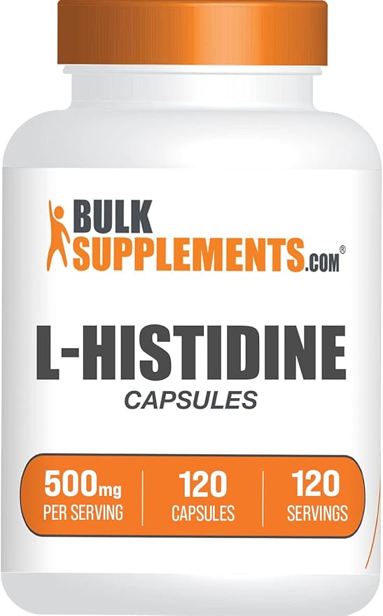 BulkSupplements.com L-Histidine Capsules - as L-Histidine Base, Histidine Supplement - Essential Amino Acid & Gluten Free, 1 Capsule per Serving, 120 Capsules (Pack of 1)