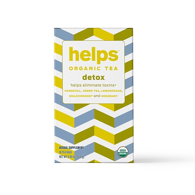 HELPS TEAS | Helps Detox Tea | Organic herbal blend of Horsetail, Green Tea, Herbal Lemon, Ulmaria and Rosemary that facilitate naturally our detox and depurative process | 16 Tea Bags - Pack of 3|