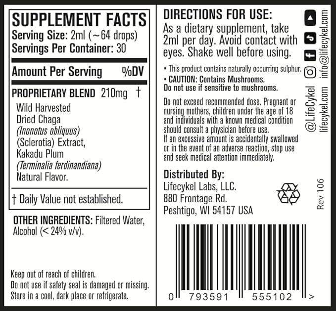 Life Cykel This is It Pack - Chaga, Lions Mane & Cordyceps Mushroom Extract - Full-Spectrum Mushroom Tincture for Energy, Mental Clarity & Immune Support - Vegan, Non-GMO- 2Fl/Oz Per Bottle