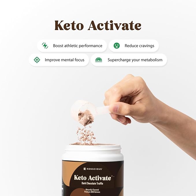 Dark Chocolate Truffle Exogenous Ketones Drink: Pure Keto Shake Powder with Chocolate Ketones | Jumpstart Ketosis & Boost Energy with Natural Ketones Supplements by Konscious Keto