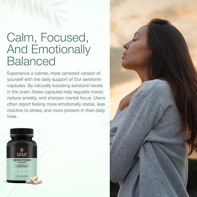 Serotonin Support Supplement – 5-HTP 150mg with L-Tryptophan, B6, Magnesium & Herbal Blend – Mood, Relaxation & Sleep Support – 60 Vegan Capsules – Non-GMO, Gluten-Free
