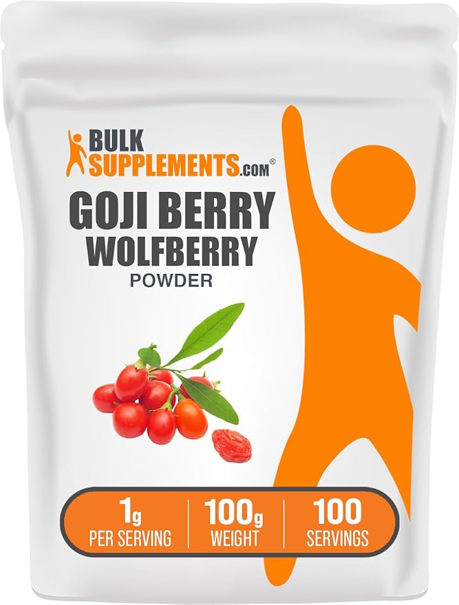 BulkSupplements.com Goji Berry Powder - Goji Berries Supplement, Wolfberry Powder - Vegan & Gluten Free, 1g per Serving, 100g (3.5 oz) (Pack of 1)