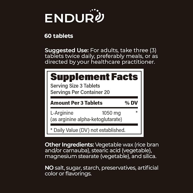 L - Arginine - 350mg Sustained Release Dietary Supplement for Optimal Absorption - Nitric Oxide Precursor* 60 Count