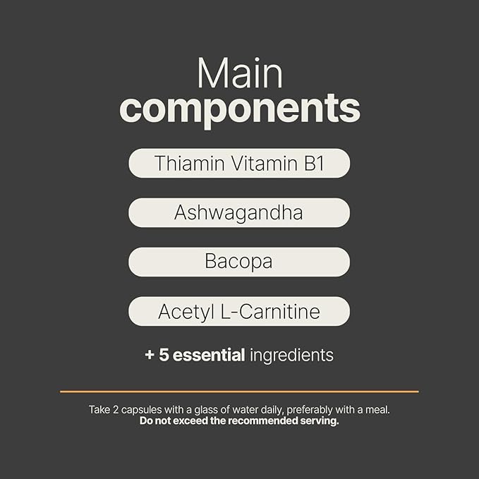 Clarity Complex with Natural Ingredients: Thiamin Vitamin B1, Ashwagandha, Lion's Mane Mushroom | 240 caps | Helps Increase Focus, Cognition, Memory and Clarity | Made in The USA by B Life.
