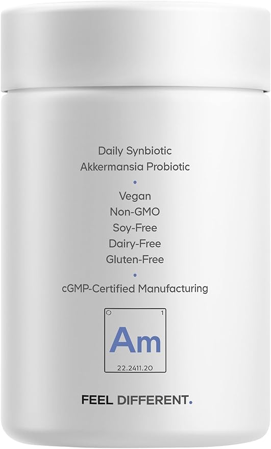 Codeage Akkermansia Synbiotic Supplement - 100 Million AFU Akkermansia Probiotic & Chicory Inulin Prebiotic - Chicory Root - 1 Capsule Per Serving - Non-GMO, Gluten-Free - 30 Capsules