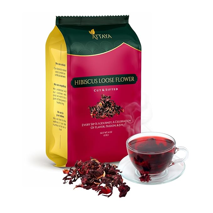 Attaya Natural Loose Hibiscus Flowers, Cut & Sifted 16oz | 100% Pure, Dried, Caffeine-Free | Antioxidant-Rich for Wellness & Relaxation.