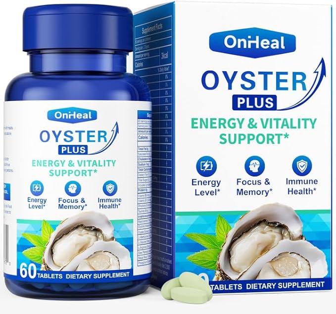 Premium Oyster Supplement - Contains Oyster Powder 100% Natural Oyster Extract, Rich in zinc and Minerals, 500mg, boosts Immunity and Energy, Oyster Supplement for Men and Women, 60 Tablets (OH-ML)