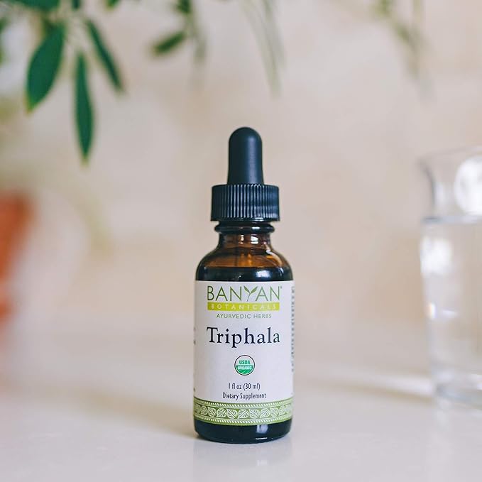 Banyan Botanicals Triphala Liquid Herbal Extract – Organic Triphala Extract with Amla, Haritaki & Bibhitaki – for Daily Detox, Regularity & Rejuvenation* – 1oz. – Non-GMO Sustainably Sourced Vegan
