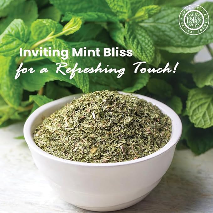 Pride of India – Mint Leaf Whole – Cut & Sifted for Convenience of Use – Good for Culinary Uses – Ideal for Tea/Beverages – Easy to Use – 1 oz. Small Dual Sifter Bottle