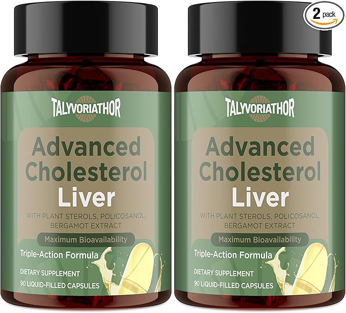 Advanced Cholesterol Supplements | Liquid-Filled Capsules for Maximum Absorption | Plant Sterols, Policosanol, Bergamot Extract | Triple-Action Formula,180 Capsules