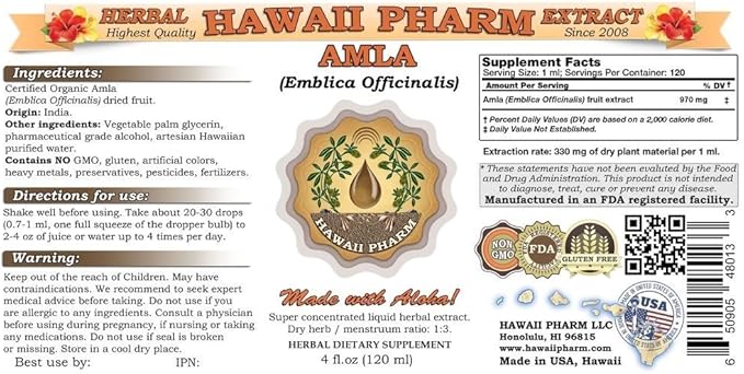 Amla Liquid Extract, Organic Amla (Emblica Officinalis) Tincture 2 oz