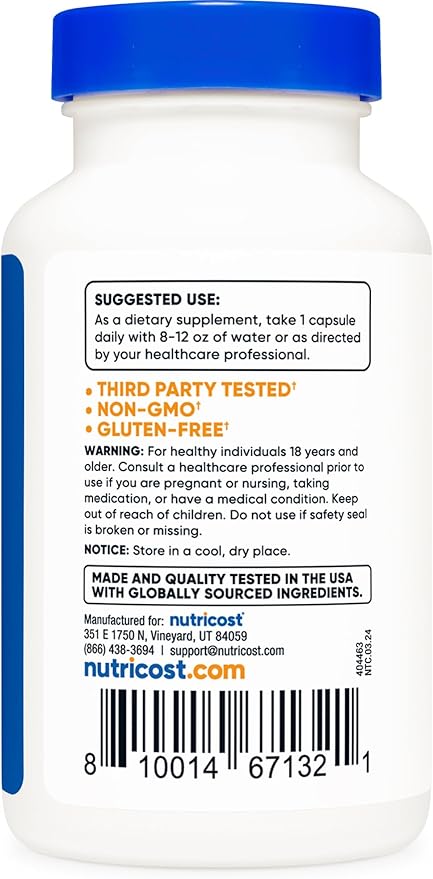 Nutricost L-Serine 500mg, 120 Capsules, 120 Servings - Vegetarian Capsules, Non-GMO, Gluten Free