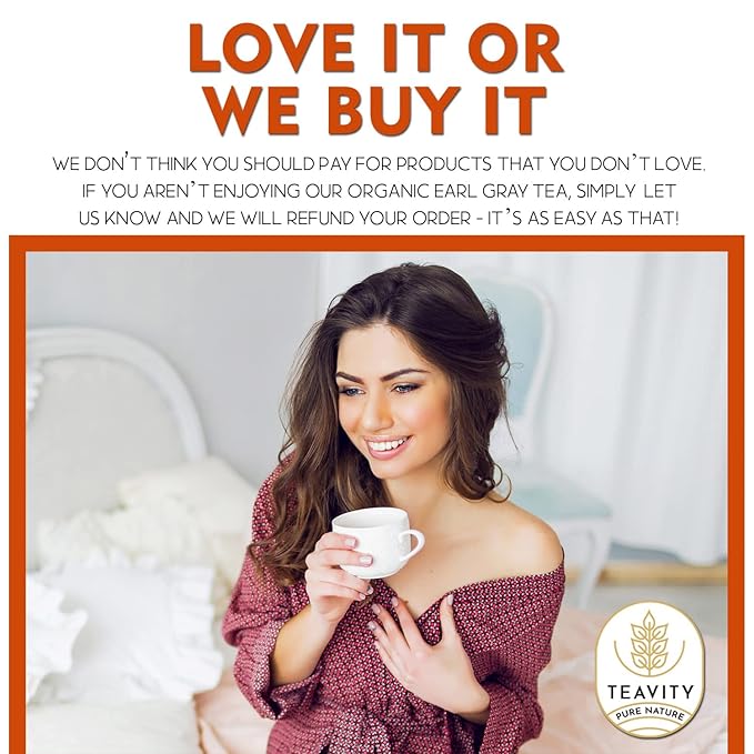 Organic Earl Grey Tea Pods for Keurig - Caffeinated Unsweet Black Tea for K Cup Brewing by Teavity (36 Tea Pods)