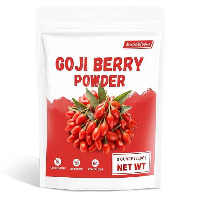 NutraBloom Goji Berry Powder 4 Ounce, Natural Freeze Dried Rich in Nutrients Vitamin Healthy Superfruit Boost Non-GMO & Vegan for Drinks, Snacks, & Beverages Smoothie