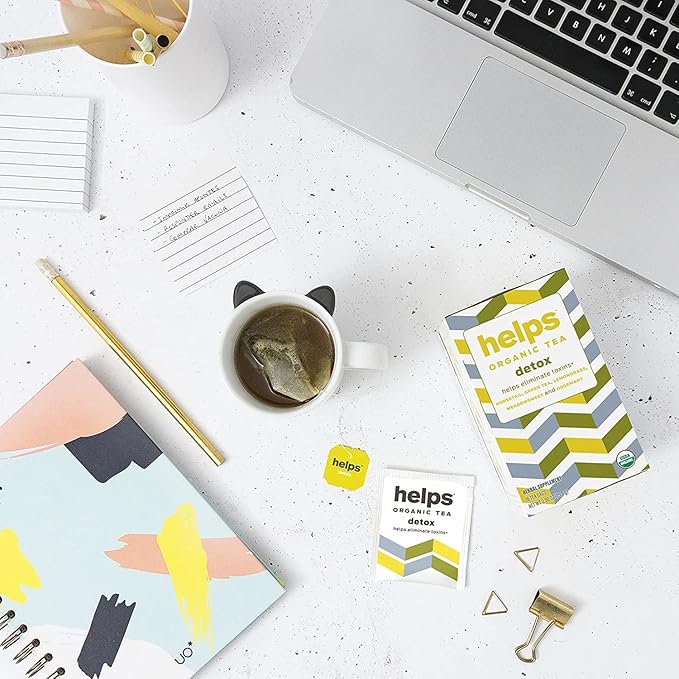 HELPS TEAS | Helps Detox Tea | Organic herbal blend of Horsetail, Green Tea, Herbal Lemon, Ulmaria and Rosemary that facilitate naturally our detox and depurative process | 16 Tea Bags - Pack of 6|