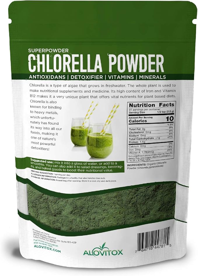 Organic Chlorella Powder 8oz | Nutrient Dense Superfood with Antioxidants, Proteins, Vitamins C, E, B Complex, Enzymes, Chlorophyll, Omegas 3 and More| Organic Raw No Additives or Colors