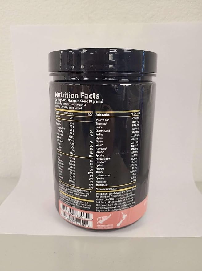 FREZZOR Collagen Peptides Powder, Reduces Fine Lines & Wrinkles, Stronger Hair & Nails, Promotes Youthful Flexibility & Mobility, 100% New Zealand Hydrolyzed Beef Bone Collagen, Unflavored 225g 1 Jar