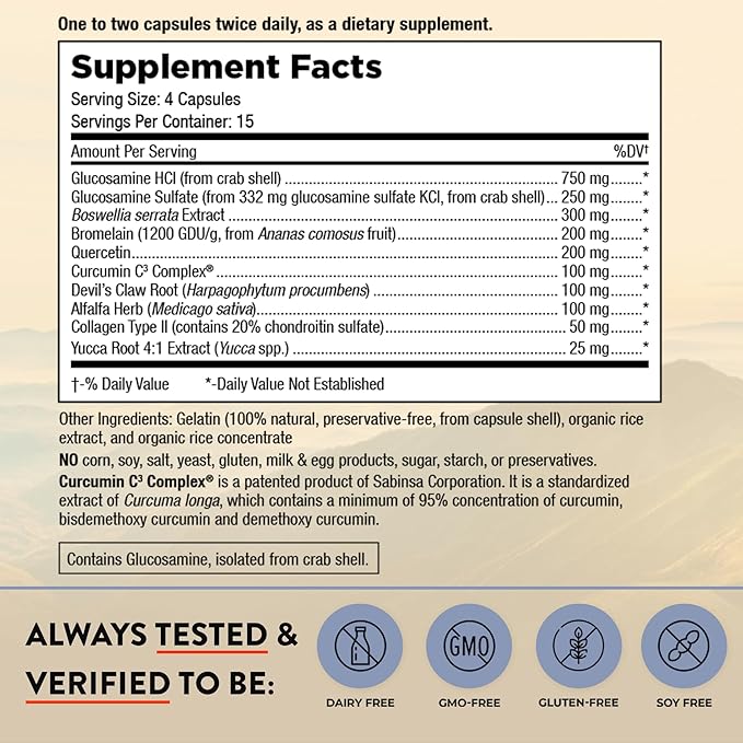 Mt. Angel Vitamins - Joint Solution - Curcumin C3 Complex, Turmeric, Tumeric, Turmeric Curcumin, Joint Support Supplement, Tumeric and Ginger, Turmeric Supplement, Glucosamine, Collagen - 60 Caps