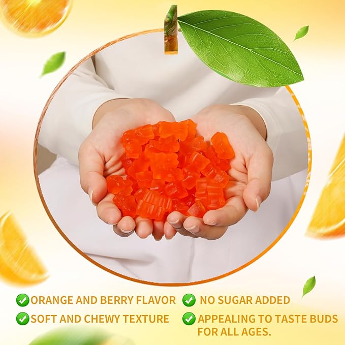 Calcium Magnesium Zinc Gummies with Vitamin D3 & K2 - High Potency Enhanced Absorption -60 Orange Gummies Flavored