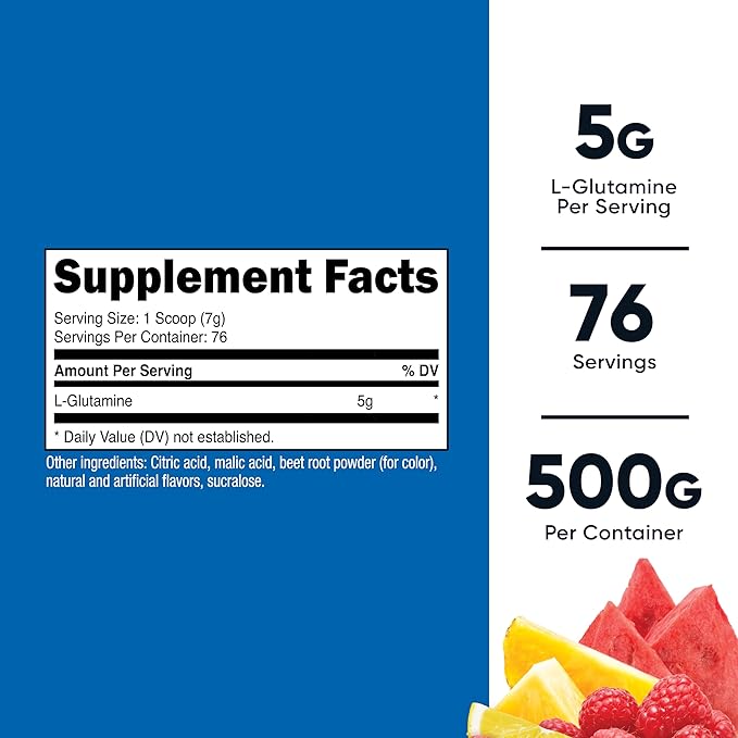 Nutricost L-Glutamine Powder 500 Grams (Fruit Punch) - (76 Servings per Bottle)