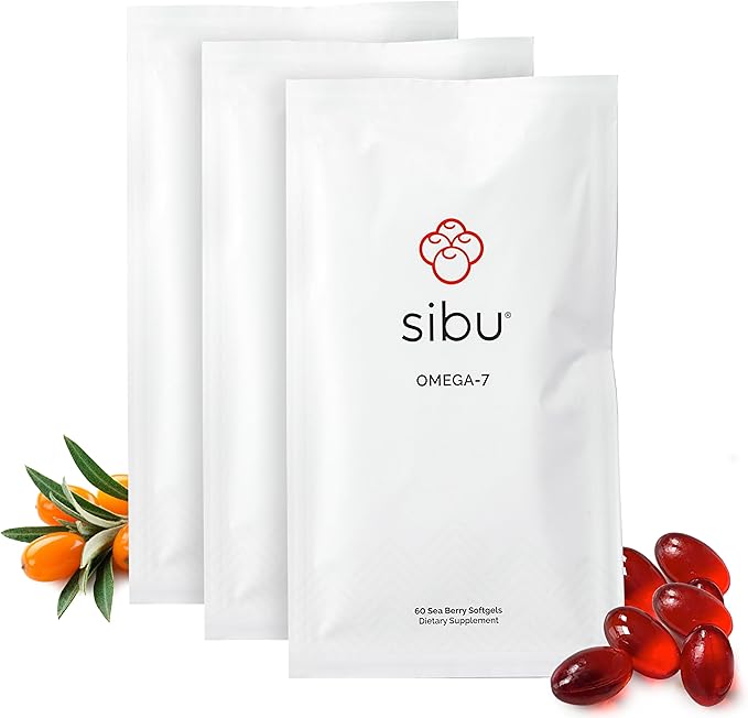 sibu Sea Buckthorn Omega-7 Softgels (90-Day Refill Sachet) – Supplement for Healthy Skin, Hair, Nails and Dryness