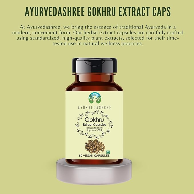 Gokhru Extract 500mg - 60 Vegetarian Capsules|Tribulus Terrestris| All Natural | 100% Vegan | Gluten-Free | GMP Certified