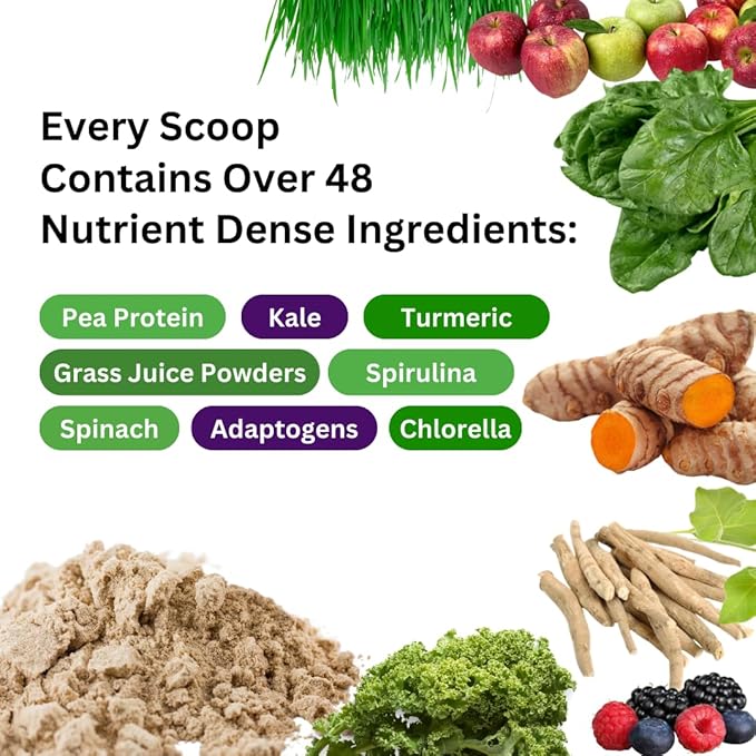 Paradise Herbs ORAC Energy Protein & Greens Powder, Antioxidant Power of 24 Servings of Fruits & Vegetables in 1 Scoop + 20g Protein, Unflavored, 15 Servings